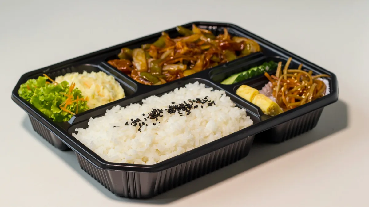 Balanced daycare lunch packed in a divided container